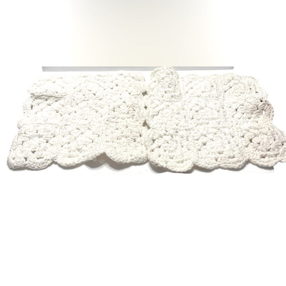 Set of 2 Vintage Hand Crocheted Square Dollies. 9.75" square. Pre owned